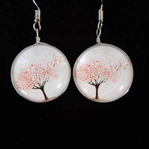 Tree of Life Double Sided Glass Dome Earrings - Picture 2 of 2